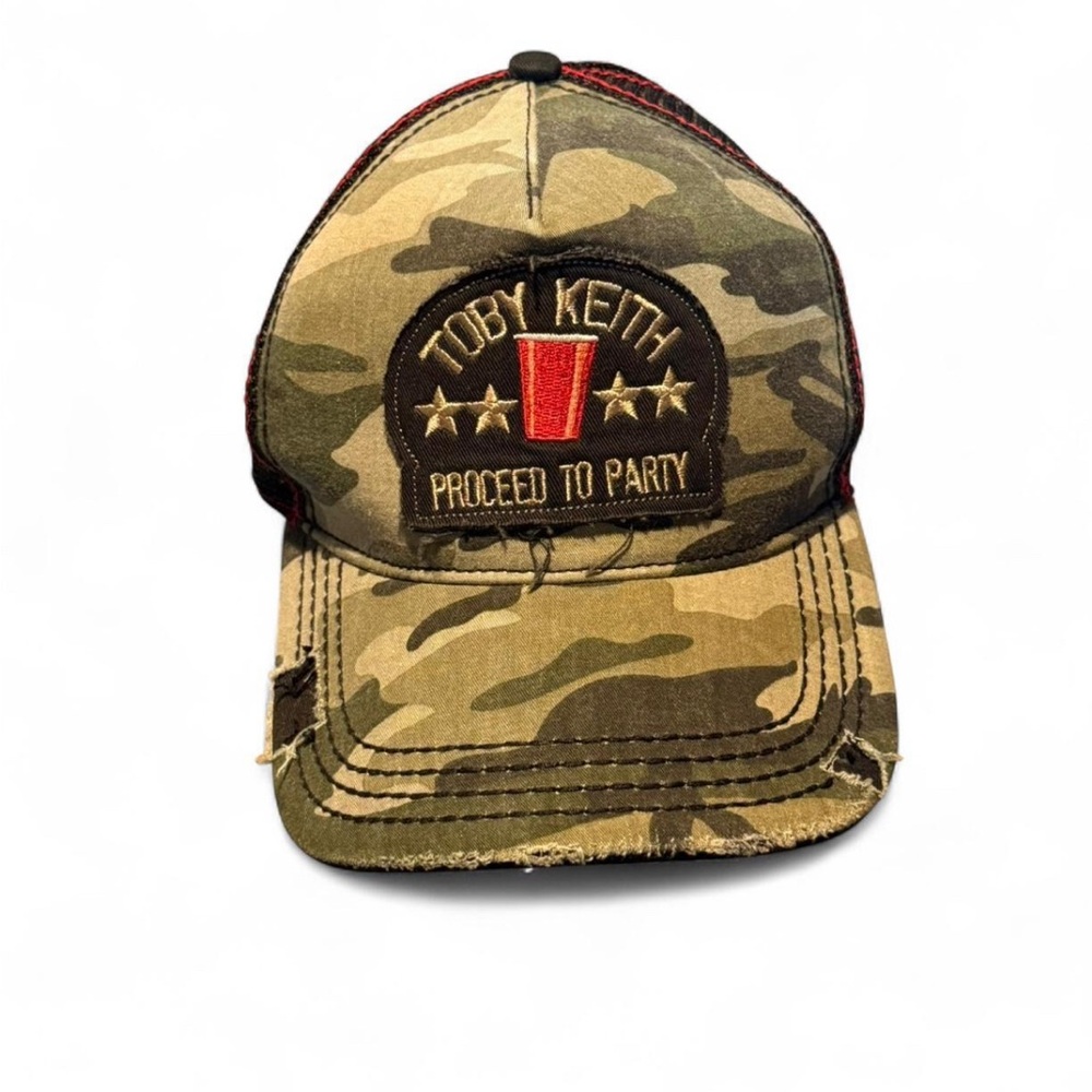 Toby Keith Proceed To Party Red Solo Cup Cami Mesh SnapBack Cap RARE.
